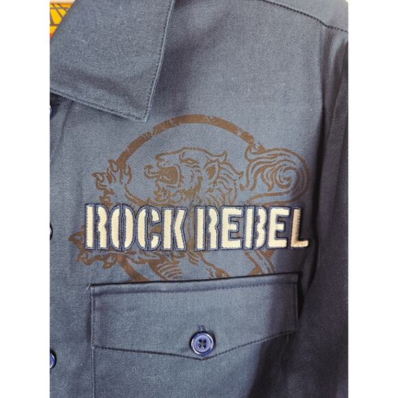 Rock & Roll Hall of Frame Blue Rock Rebel Men's Dress Shirts Small - Picture 4 of 6